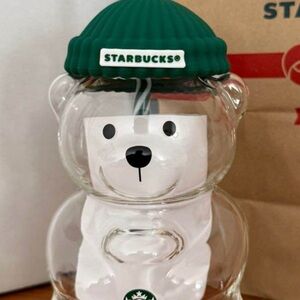Starbucks Glass Bear Jar with Teal Lid
